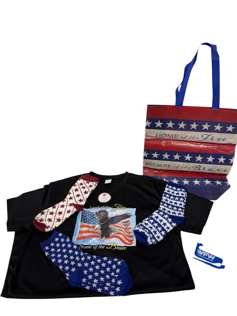 Black Patriotic Eagle Graphic T-shirt Veterans Military American Flag Large L
